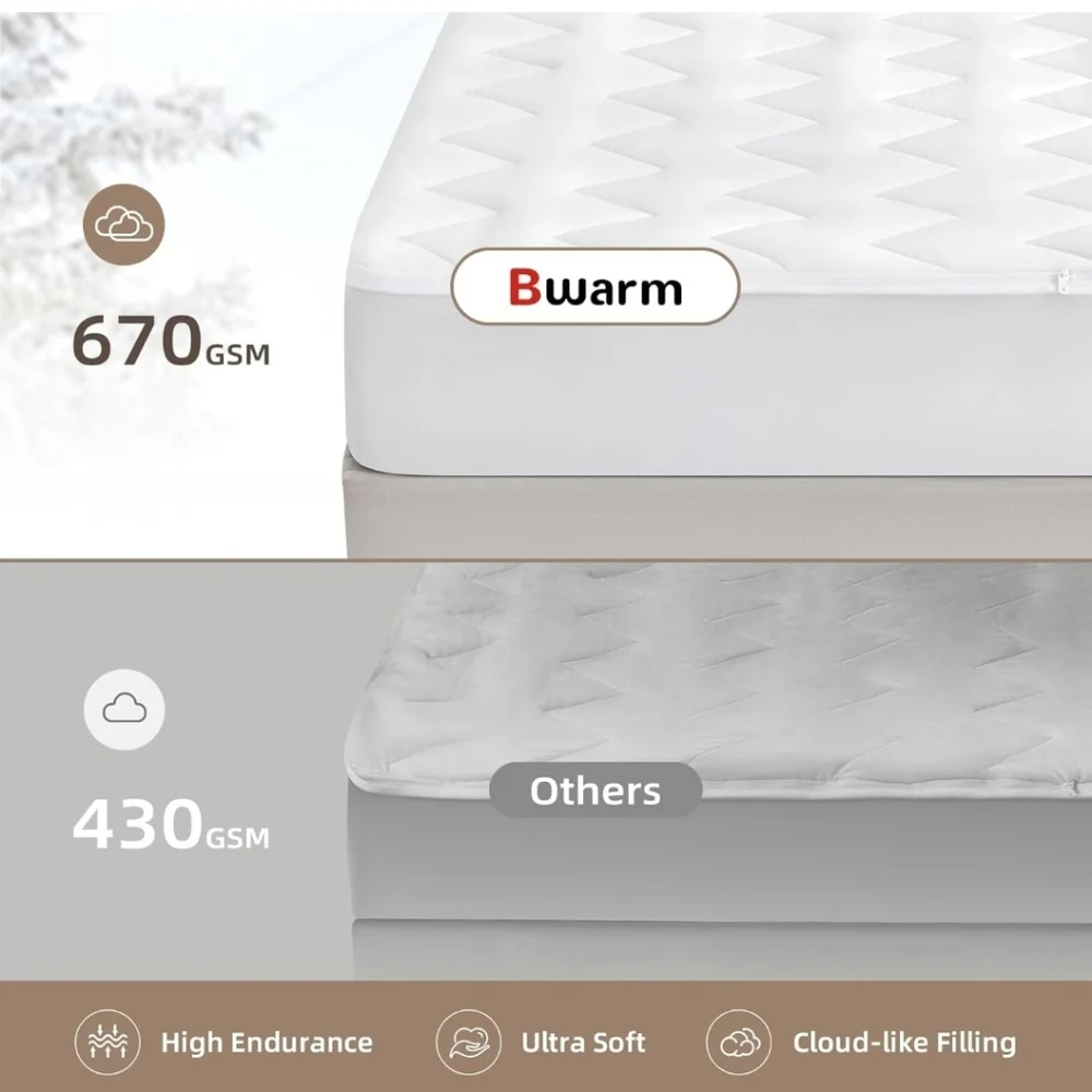 Bwarm Premium Multi-Zone Electric Heated Mattress Pad Twin Size, 39" x 75" - Picture 2 of 12